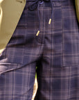 Checkered Trousers - BERENICE in Midnight Blue