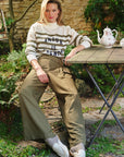 Wide-leg Pleated Trousers - BERTILLE in Khaki