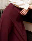 Wide-leg Pleated Trousers - BERTILLE in Bordeaux