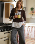2-in-1 Shirt Jumper  - PAOLA in Chocolate