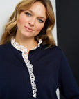 Ruffled Collar Jumper - PIA in Navy