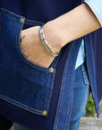 Denim-detailed Cape - VALENTINE in Midnight Blue