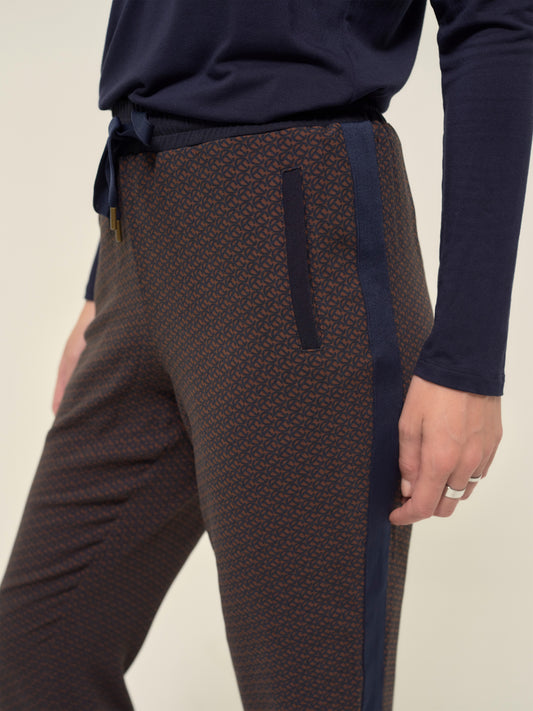 Monogram Trousers on Chocolate and Navy Size 8