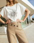 Wide leg trousers in Putty Size 12