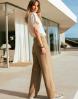 Wide leg trousers in Putty Size 12