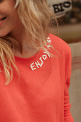 Embroidered Jumper in Poppy Red