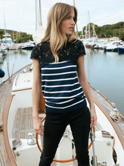 Stripe and lace top