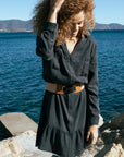 Tencel shirt dress with sequin collar in Indian ink colour Size 12