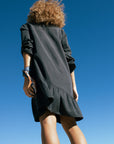 Tencel shirt dress with sequin collar in Indian ink colour Size 12