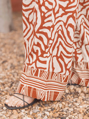 Loose Patterned Trousers in Terracotta