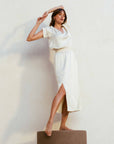 Long Satin Skirt in Ivory Size 6