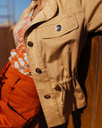 Drawstring Waist Utility Jacket in Sand Size 10