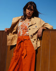 Drawstring Waist Utility Jacket in Sand Size 10