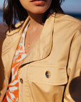 Drawstring Waist Utility Jacket in Sand Size 10