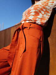 Wide Leg Trousers with Belt in Paprika