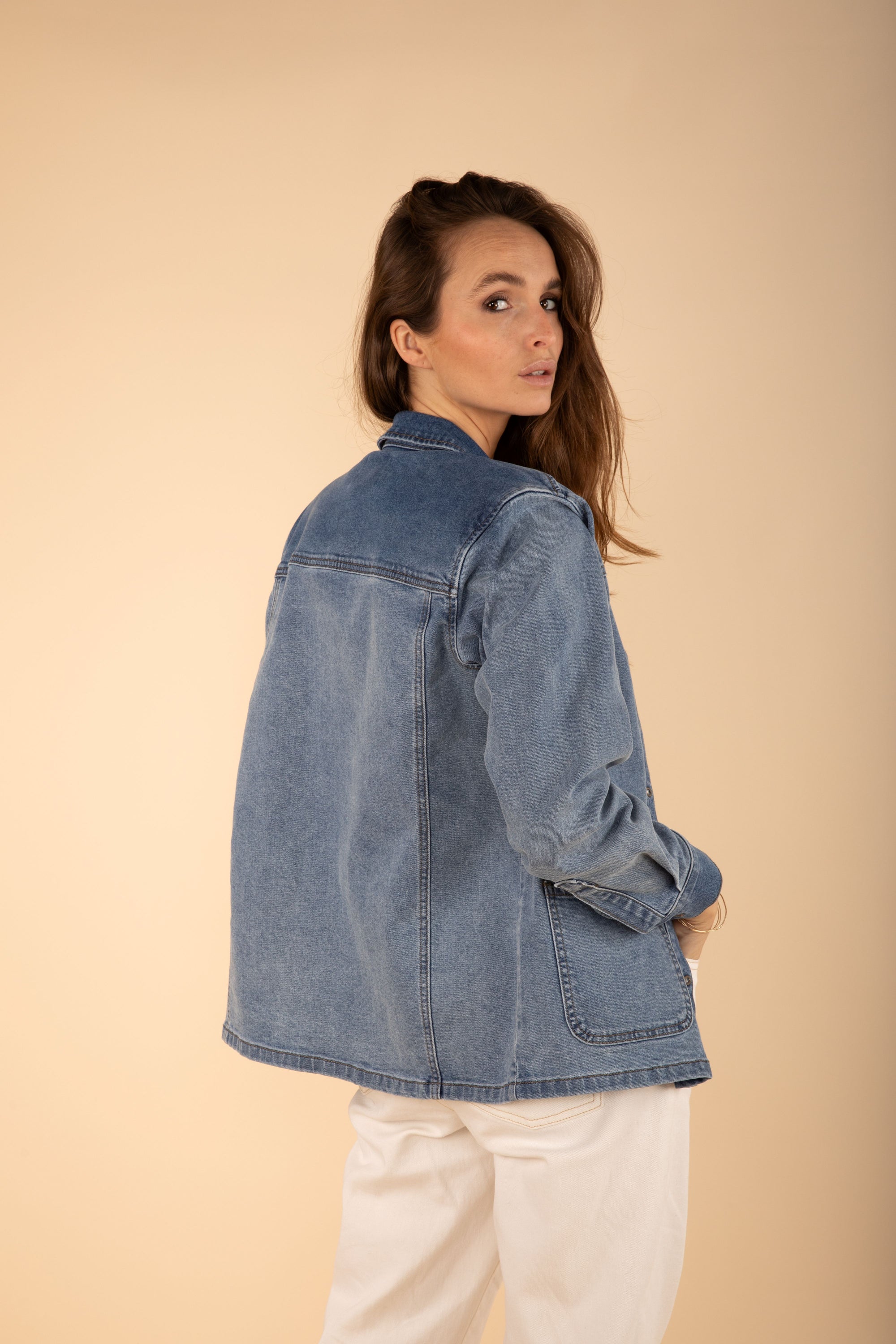Denim Jacket with Pockets in Light Denim