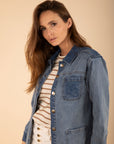 Denim Jacket with Pockets in Light Denim