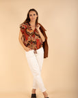 Tie-front Blouse in Terracotta