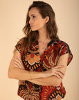 Tie-front Blouse in Terracotta
