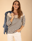 Long Sleeve Breton Shirt with Navy Stripe