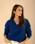 Polo Collar Jumper in Cobalt