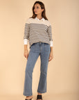 Long Sleeve Breton Shirt with Navy Stripe
