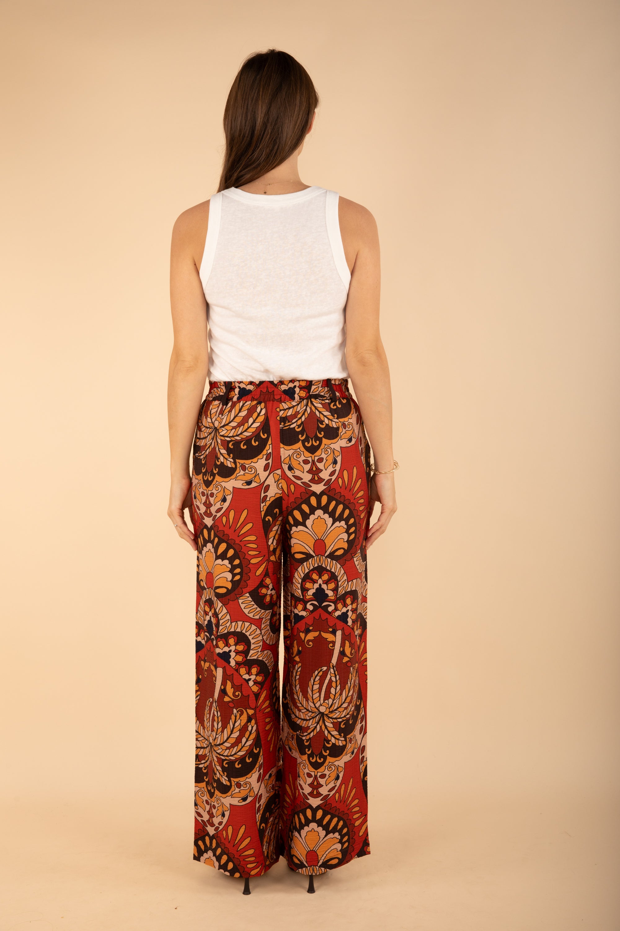 Printed Trousers in Terracotta