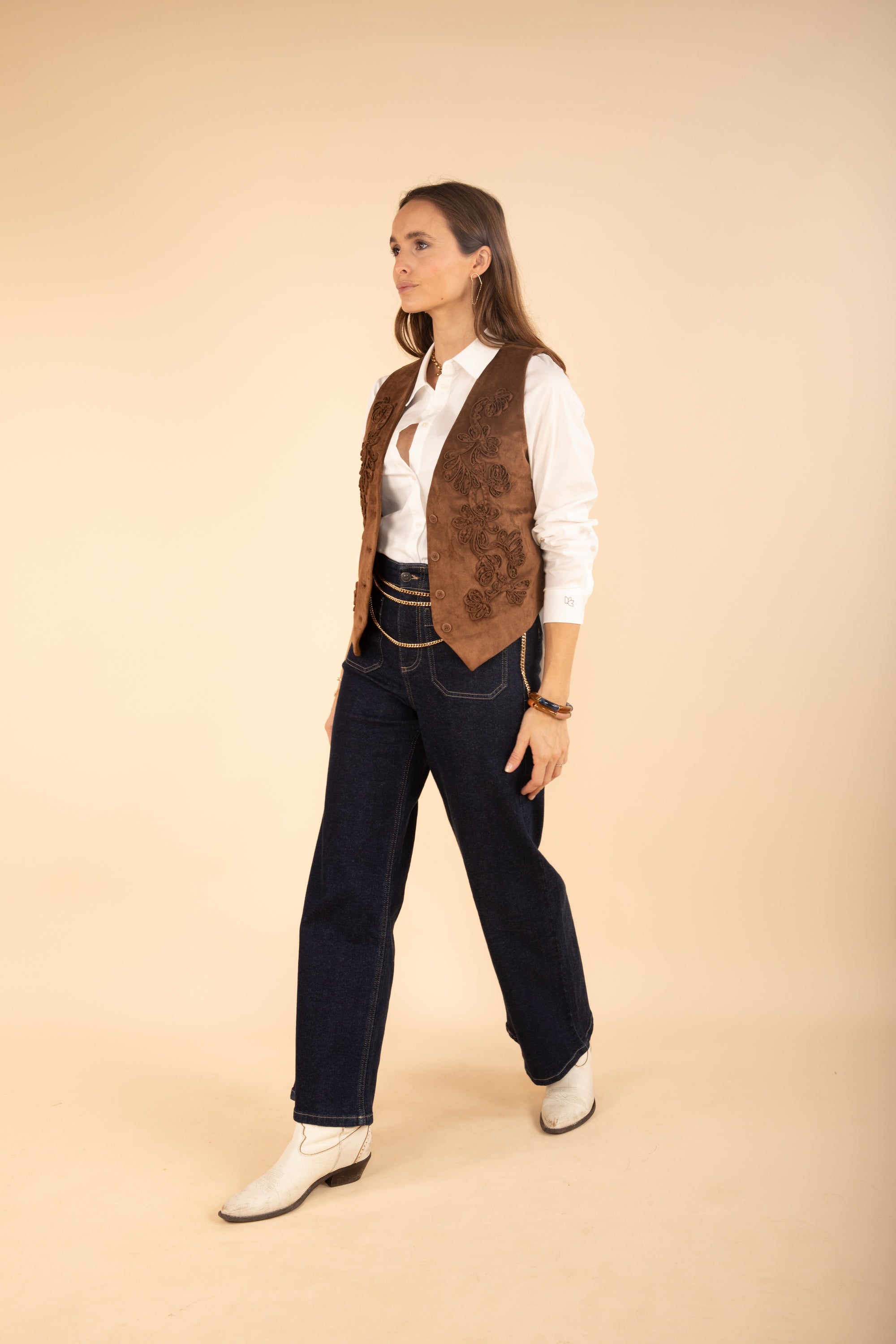 Embroidered Suede Waistcoat