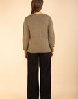 V-neck Jumper with Pockets in Khaki