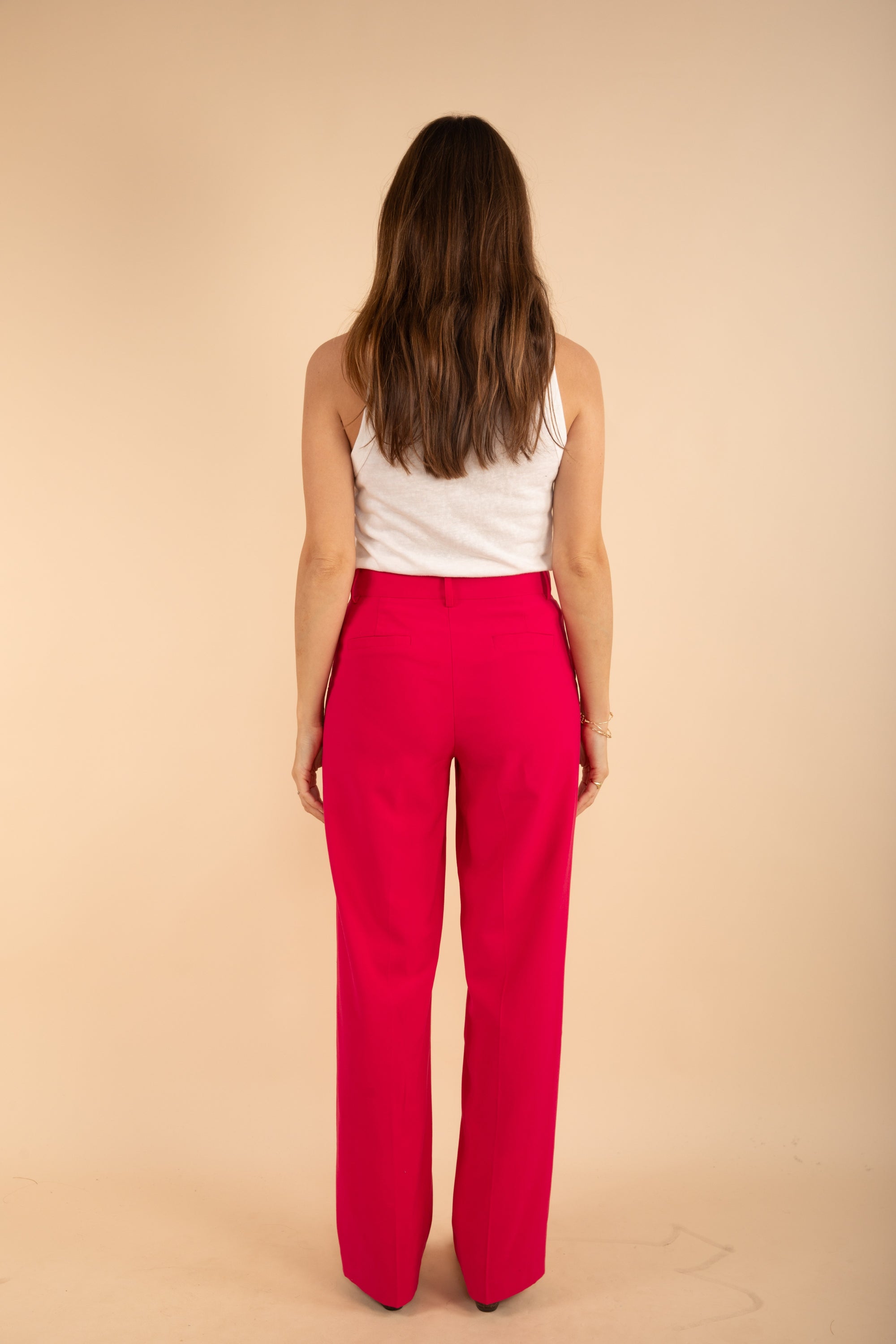 Plain Straight Trousers in Fuschia