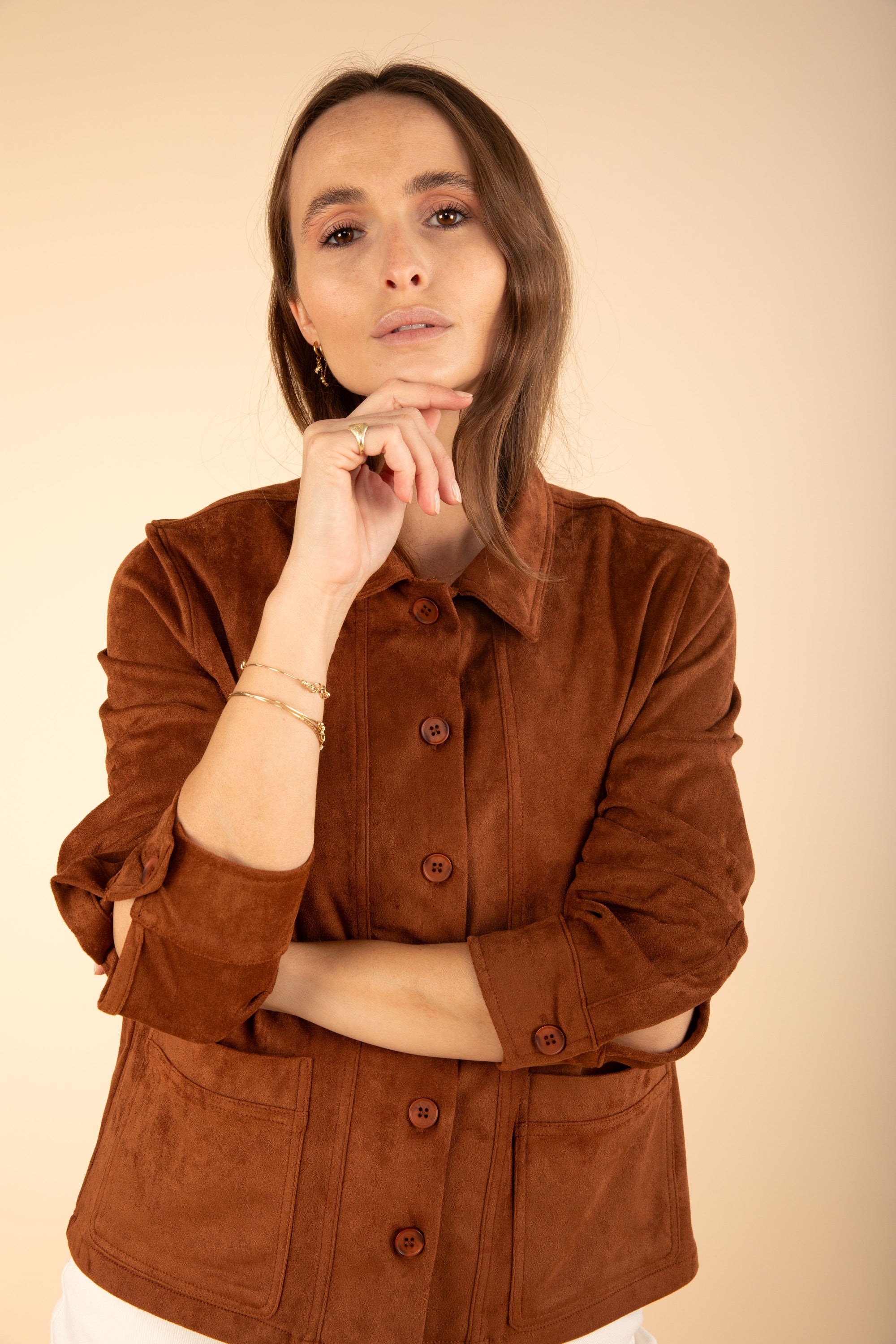 Suede Jacket in Conker