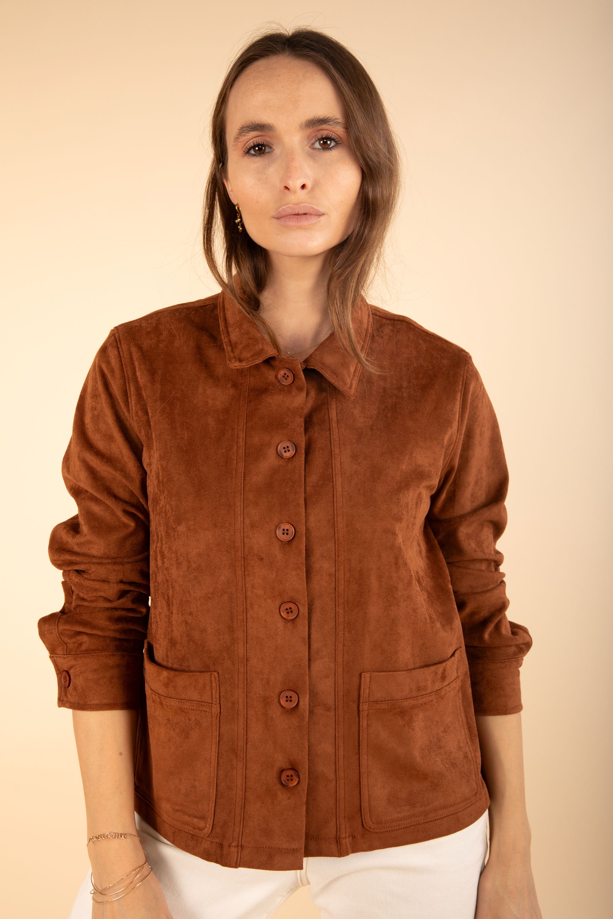 Suede Jacket in Conker
