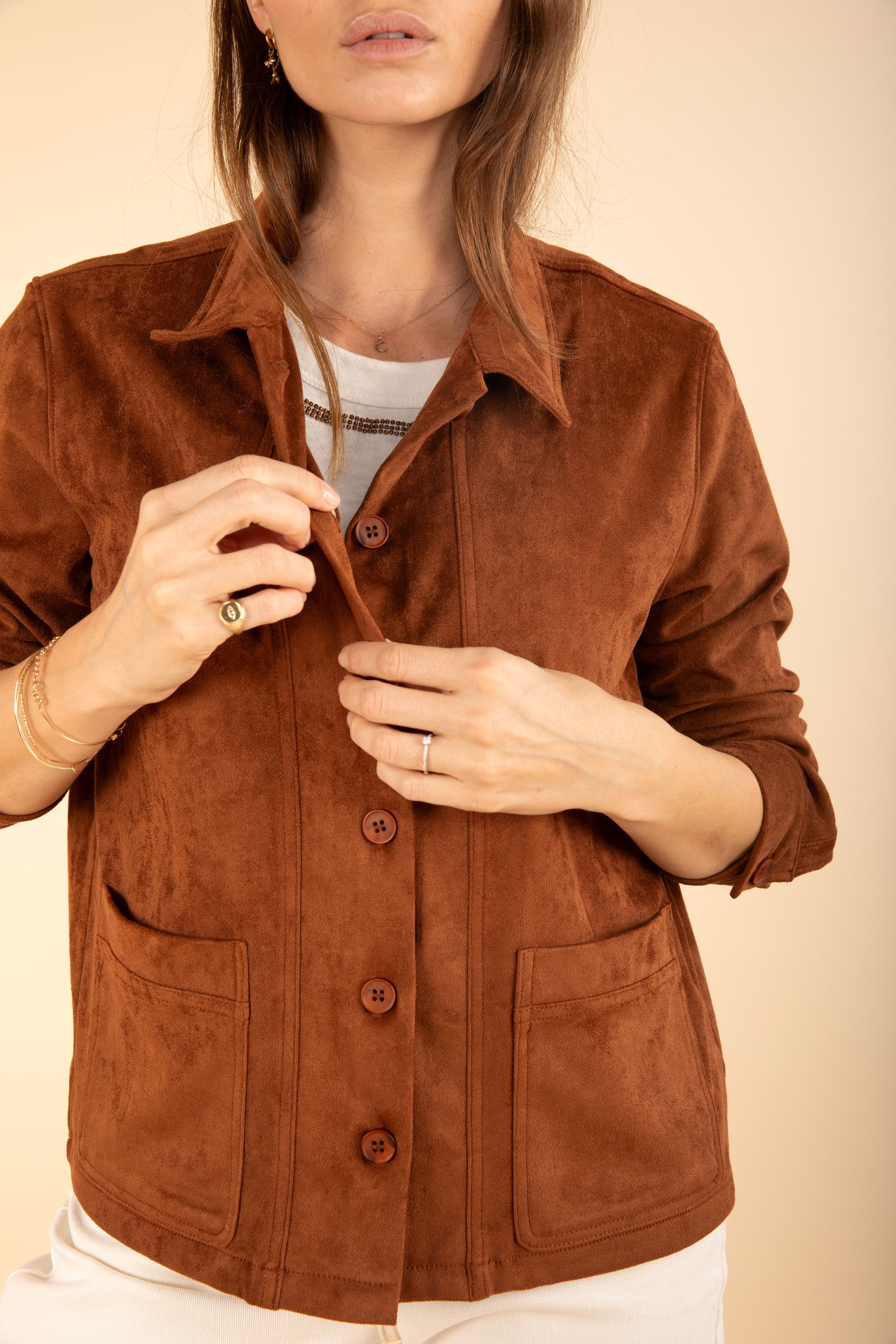 Suede Jacket in Conker