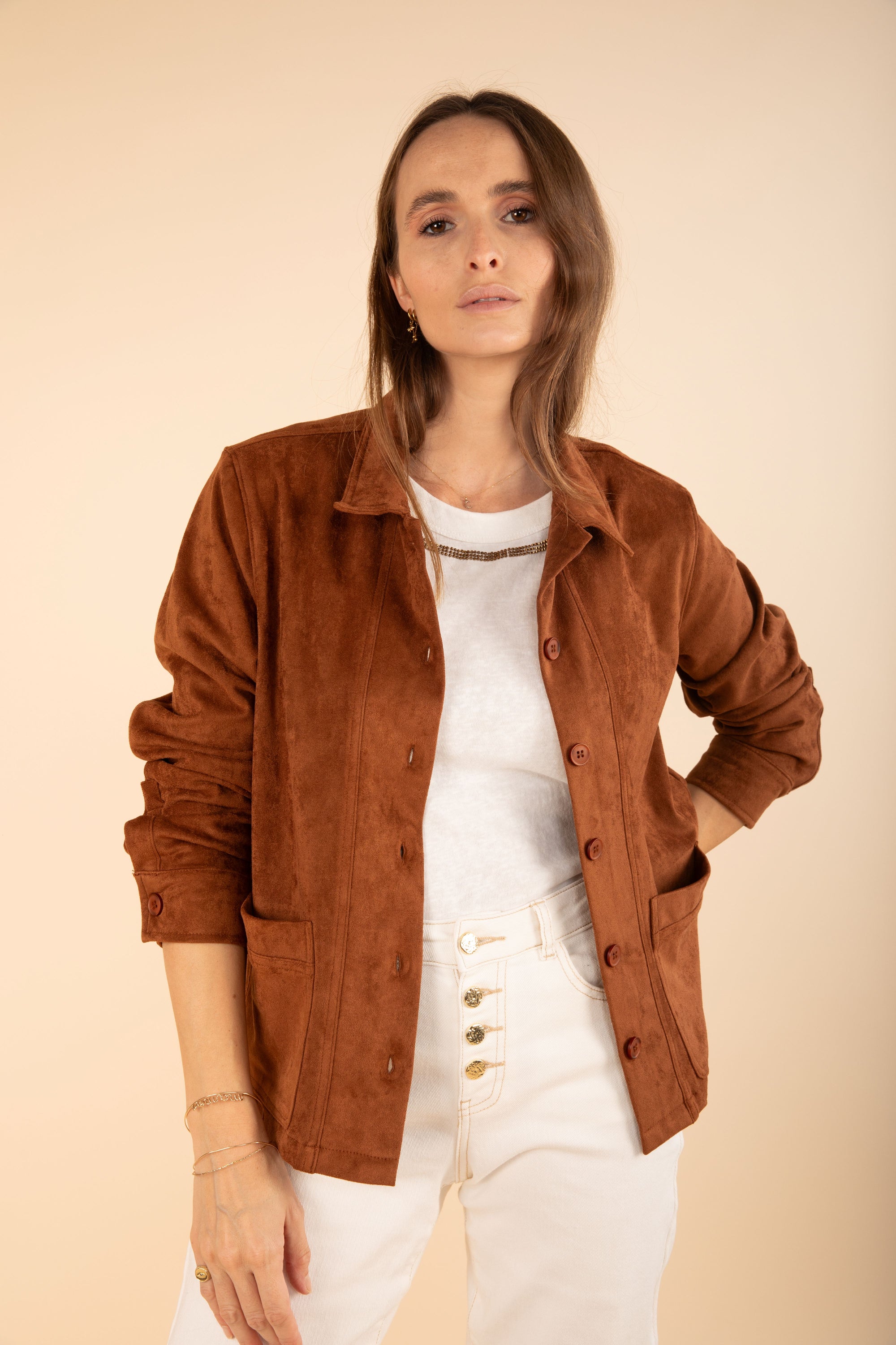 Suede Jacket in Conker