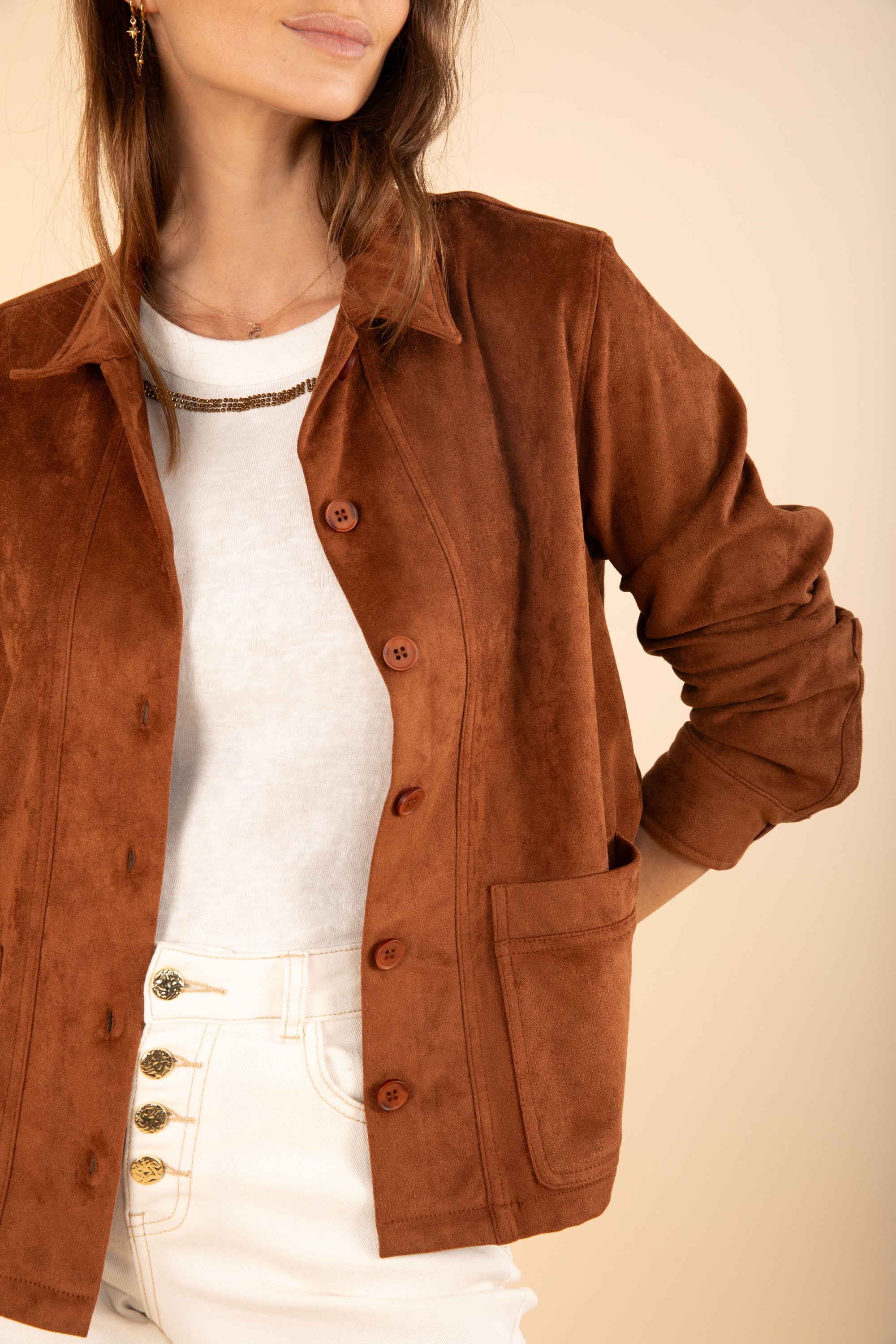 Suede Jacket in Conker