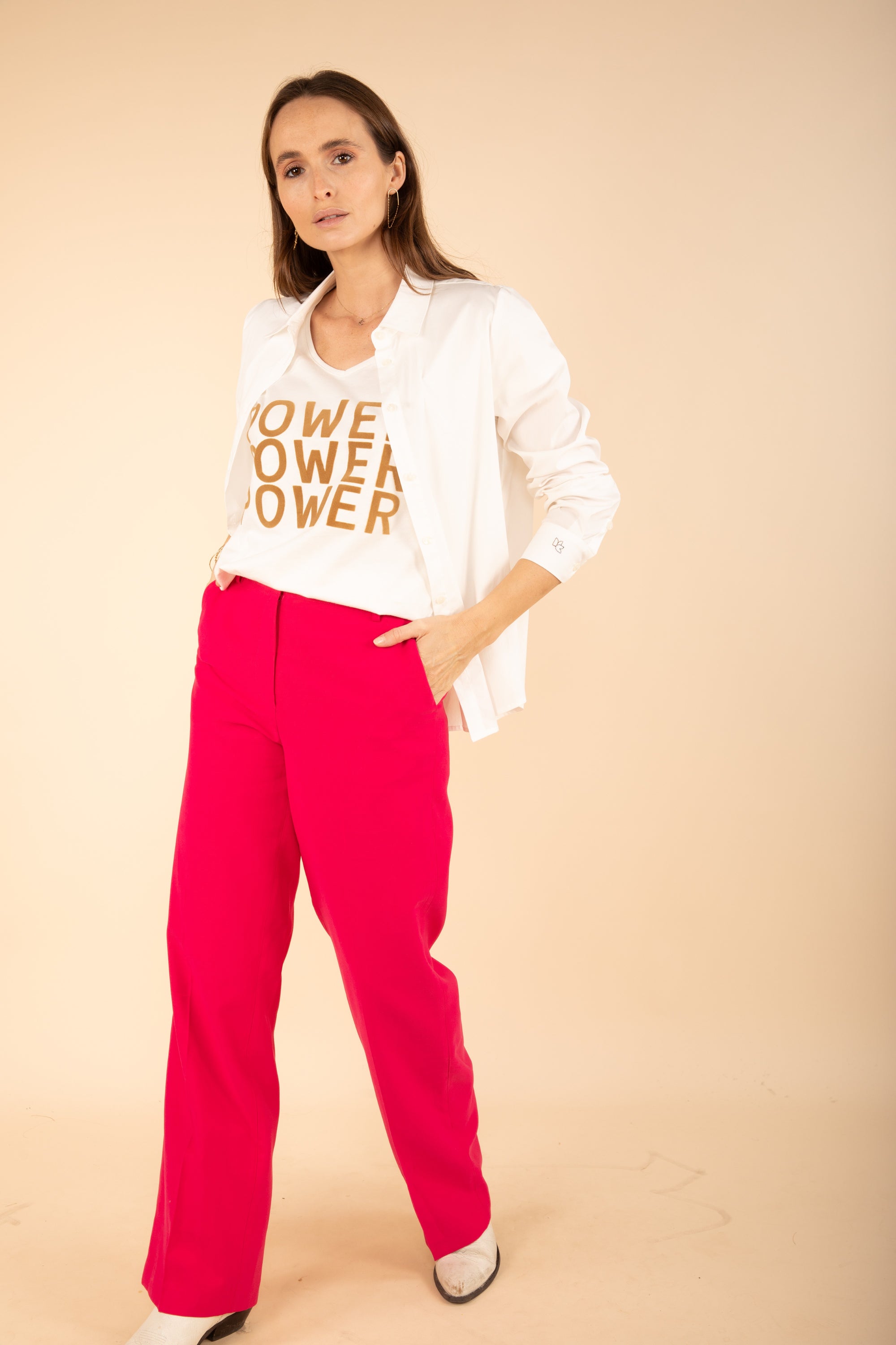 Plain Straight Trousers in Fuschia