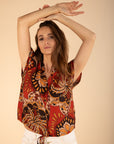Tie-front Blouse in Terracotta