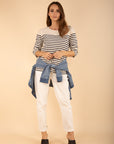 Long Sleeve Breton Shirt with Navy Stripe
