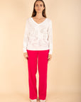 Plain Straight Trousers in Fuschia