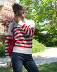 Striped Jumper with a message - PAULINE in Red