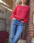 Buttoned Cardigan - PENELOPE in Red