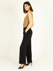 Asymmetrical Belt Trousers in Black