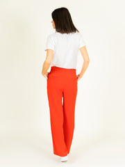 Asymmetrical Belt Trousers in Ruby