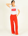 Asymmetrical Belt Trousers in Ruby Size 8, 14