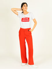 Asymmetrical Belt Trousers in Ruby