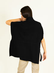 Cape with Zip in Dark Slate Black