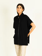 Cape with Zip in Dark Slate Black