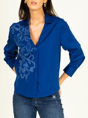 Flower Blouse in Sapphire