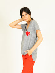 Heart Jumper in Light Grey