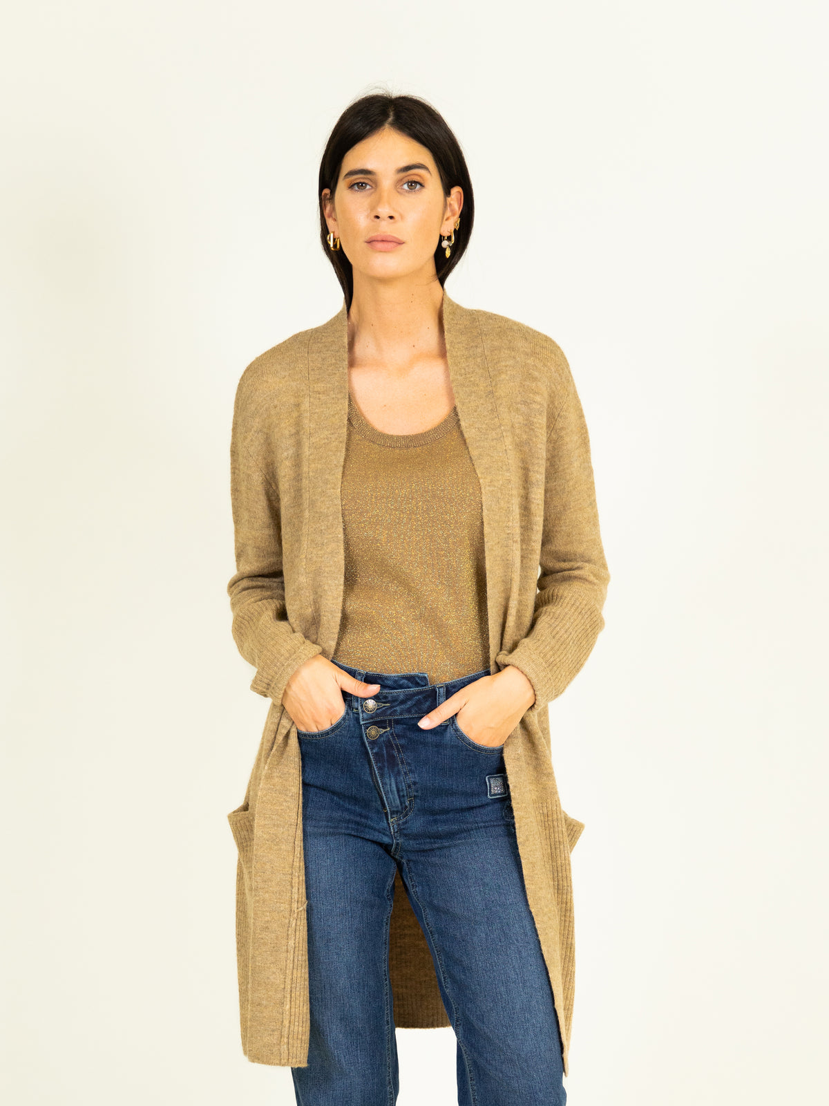 Long Cardigan in Hazlenut